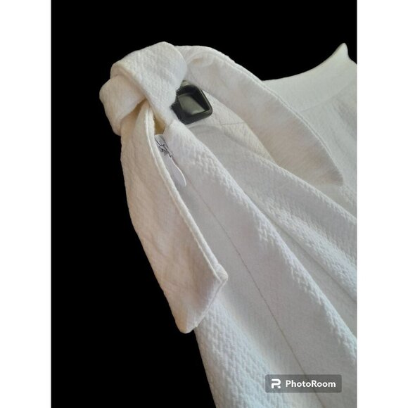 Womens Size 8 Coquette Casual Tie Accent Textured Summer Mini Skirt Cream - Picture 8 of 10